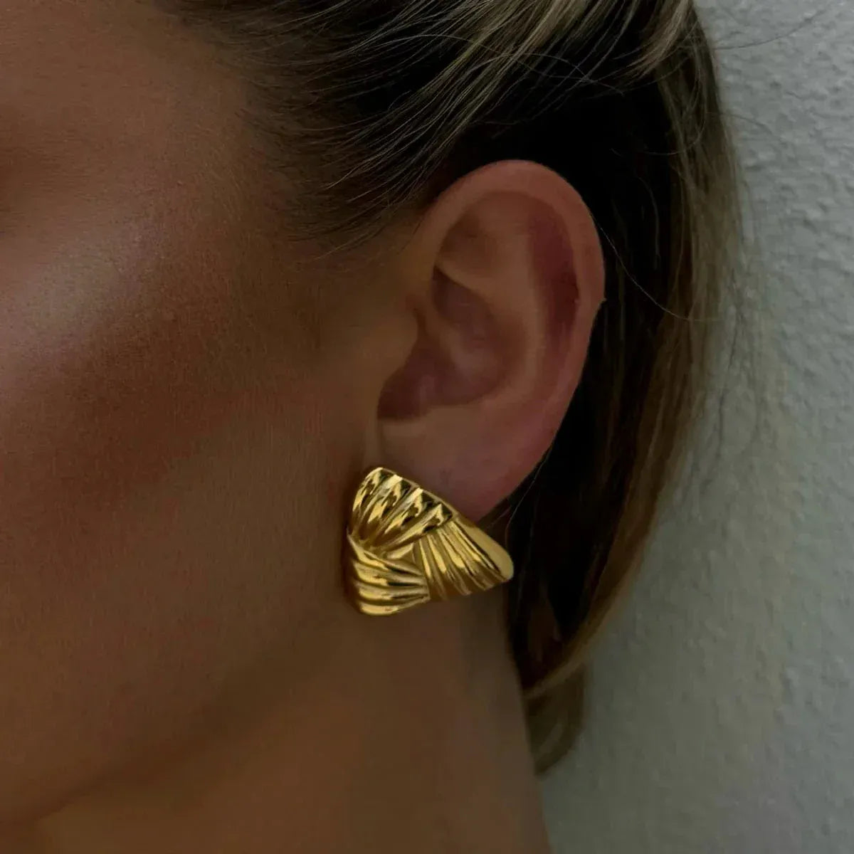 Maya Modern Triangle Earrings in Gold