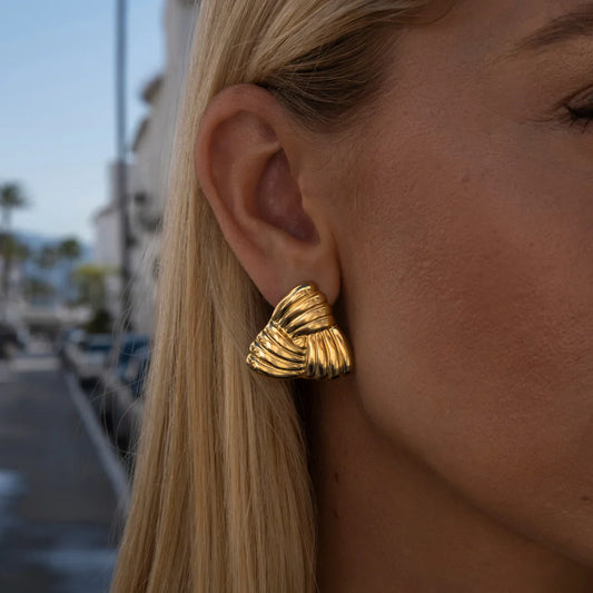 Maya Modern Triangle Earrings in Gold