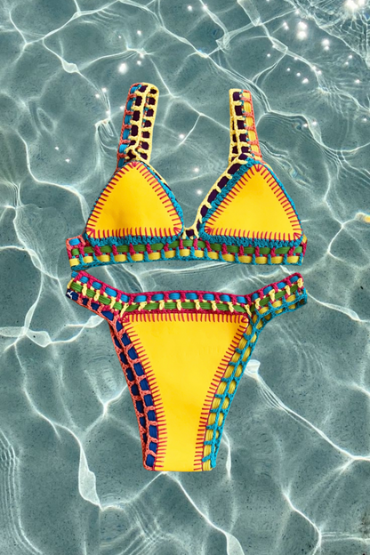 Mckenna Boho Crochet Bikini Set in Yellow