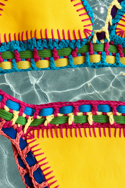 Mckenna Boho Crochet Bikini Set in Yellow