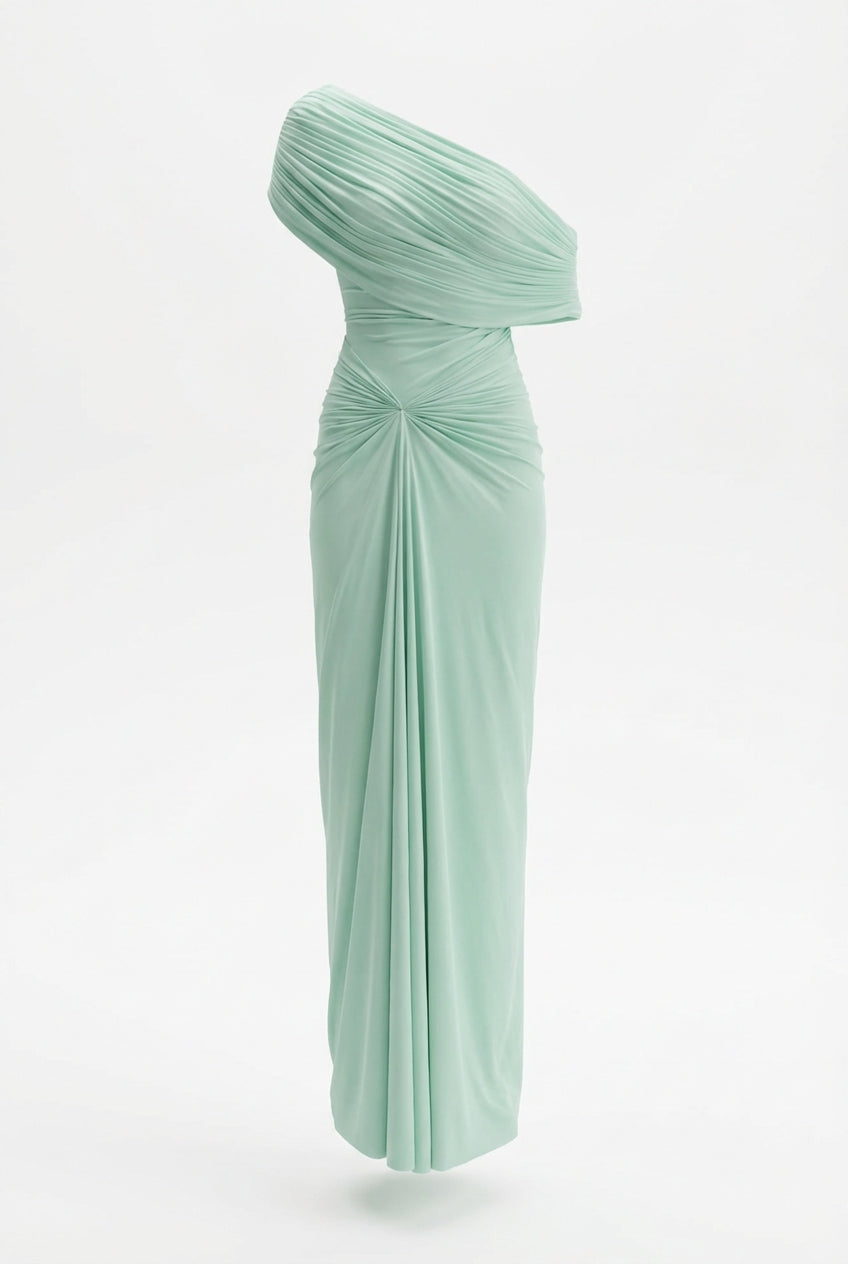 Melanie Off-Shoulder Maxi Dress in Blue