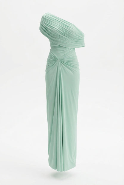 Melanie Off-Shoulder Maxi Dress in Blue