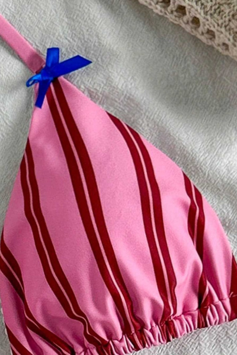 Mia Bow Detail Bikini Set in Pink