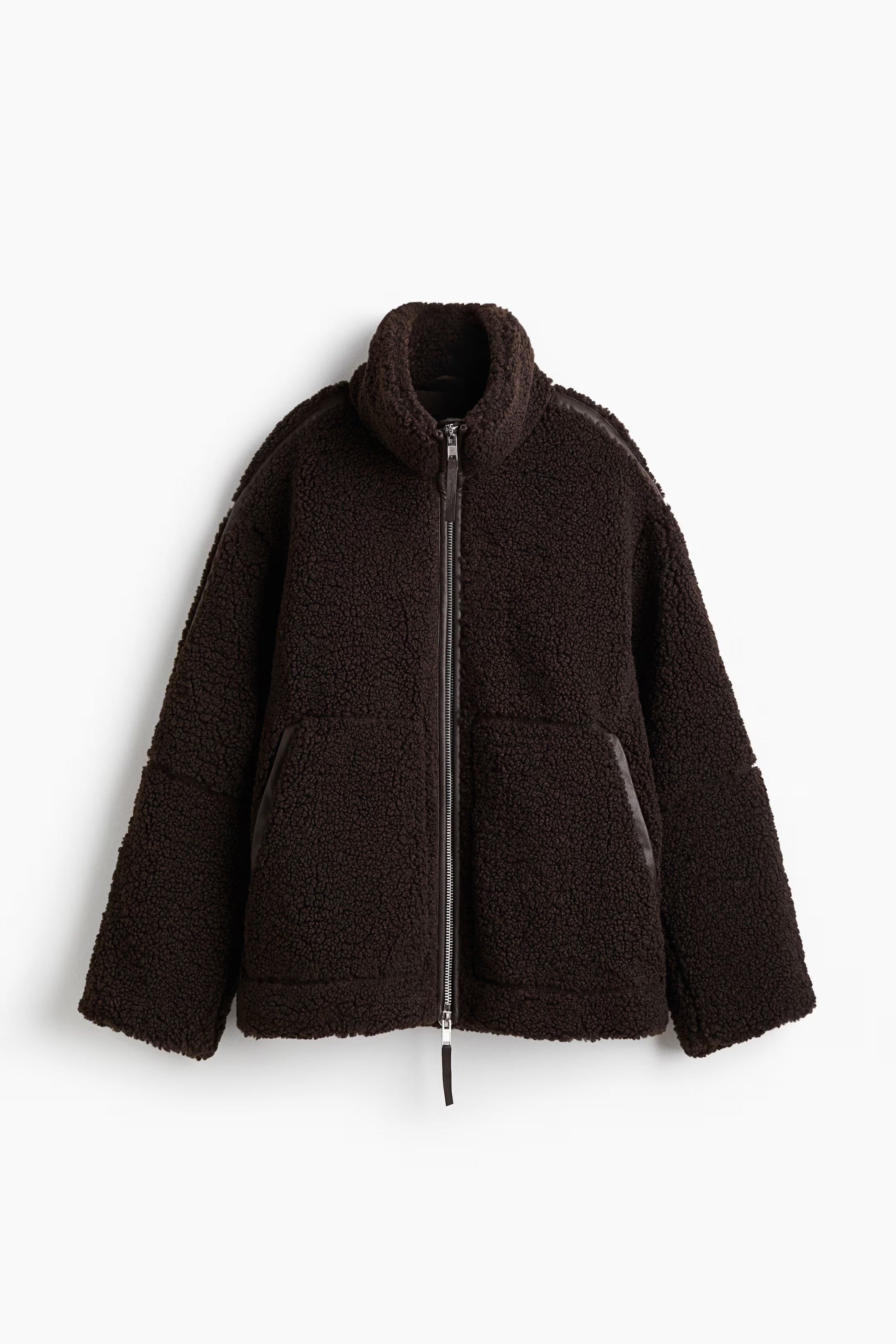 Women high collar coat, side view