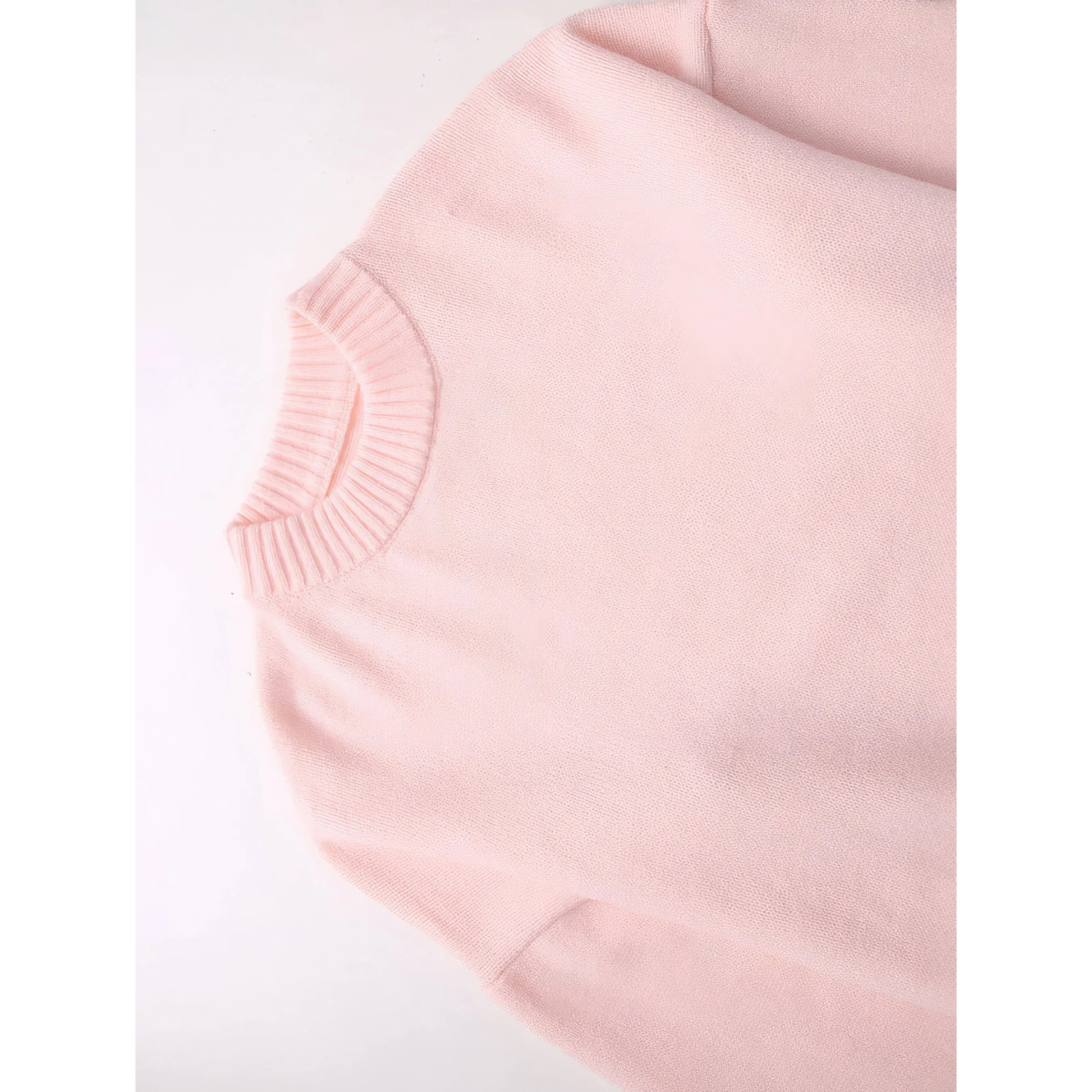 Women pink crew neck balloon sweater, detail