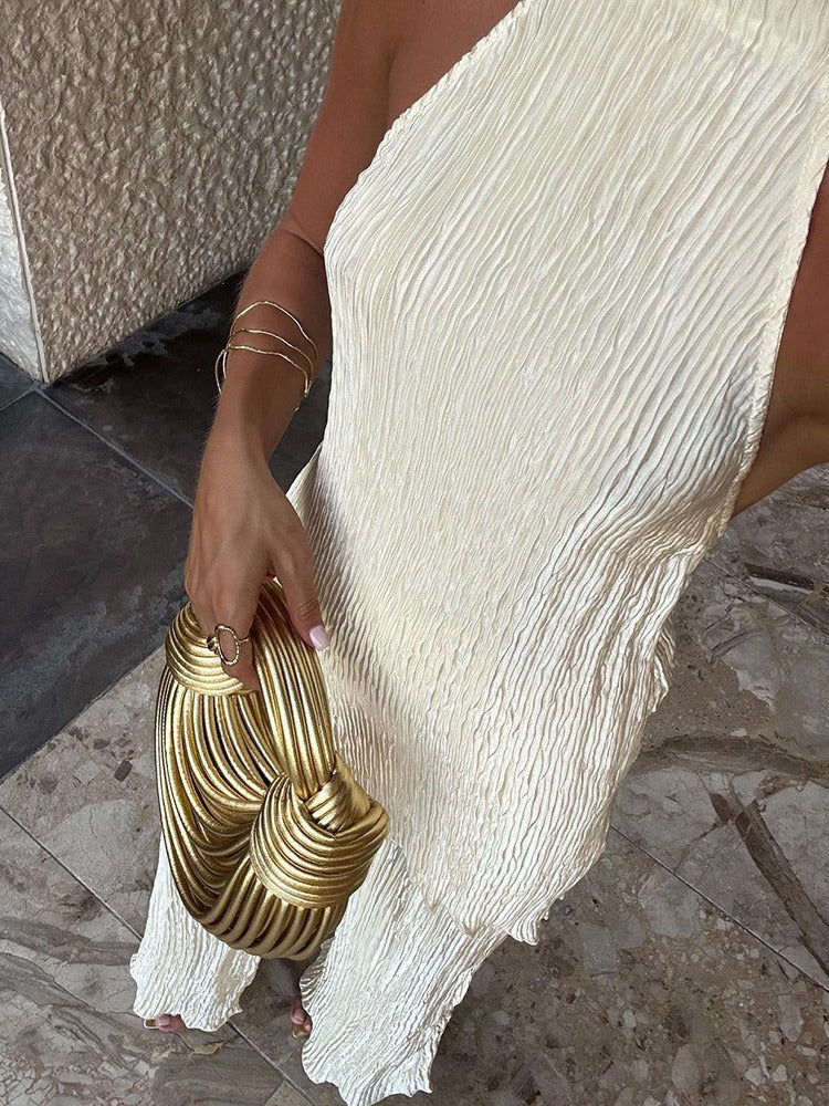 Women halter neck halter pleated jumpsuit, detail