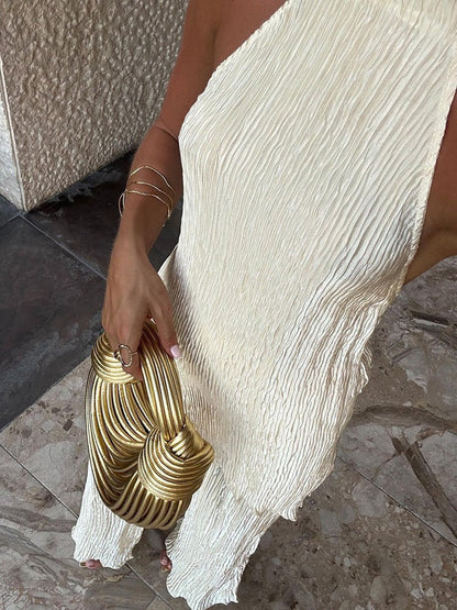 Women halter neck halter pleated jumpsuit, detail