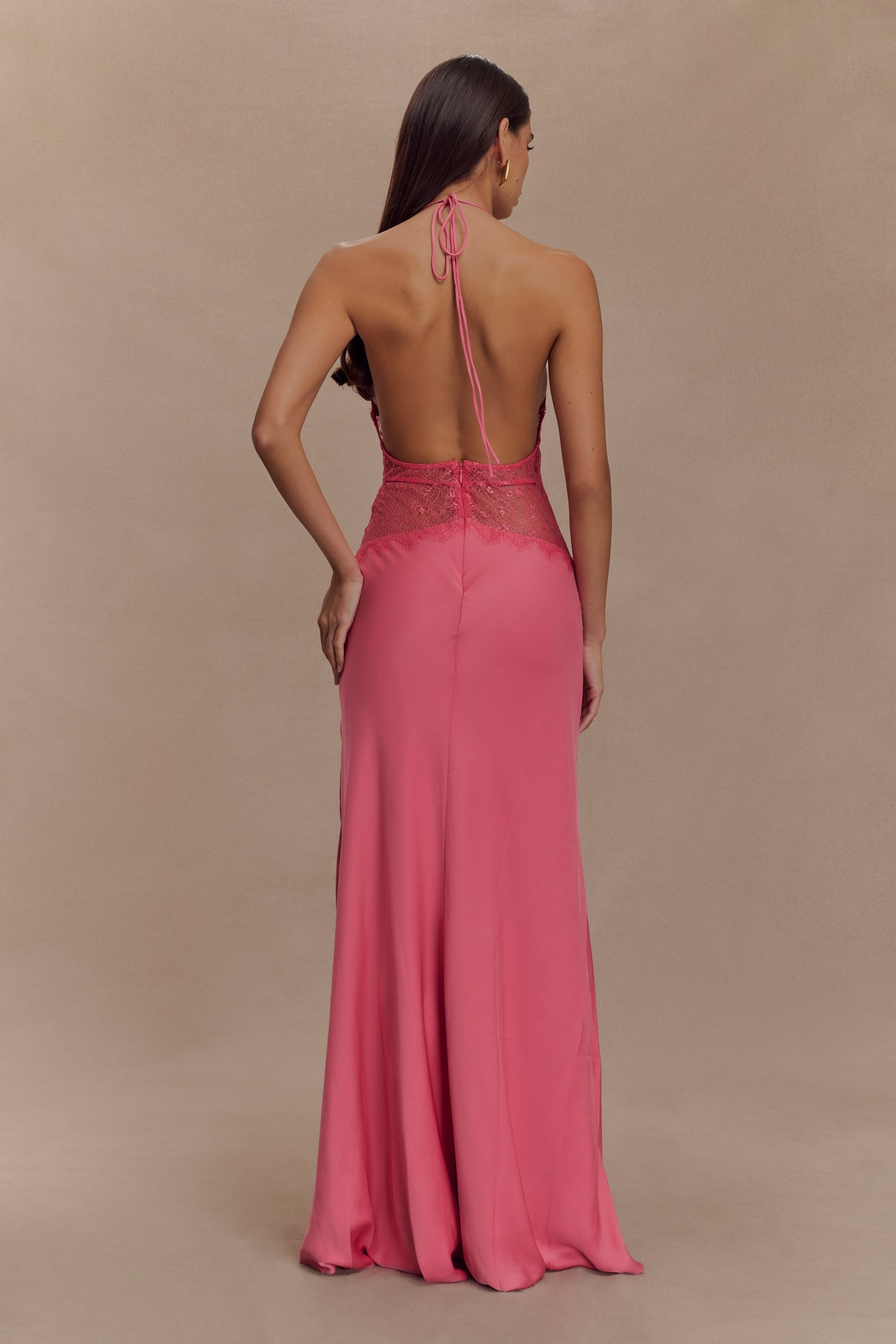 Women halter maxi dress, detail close-up