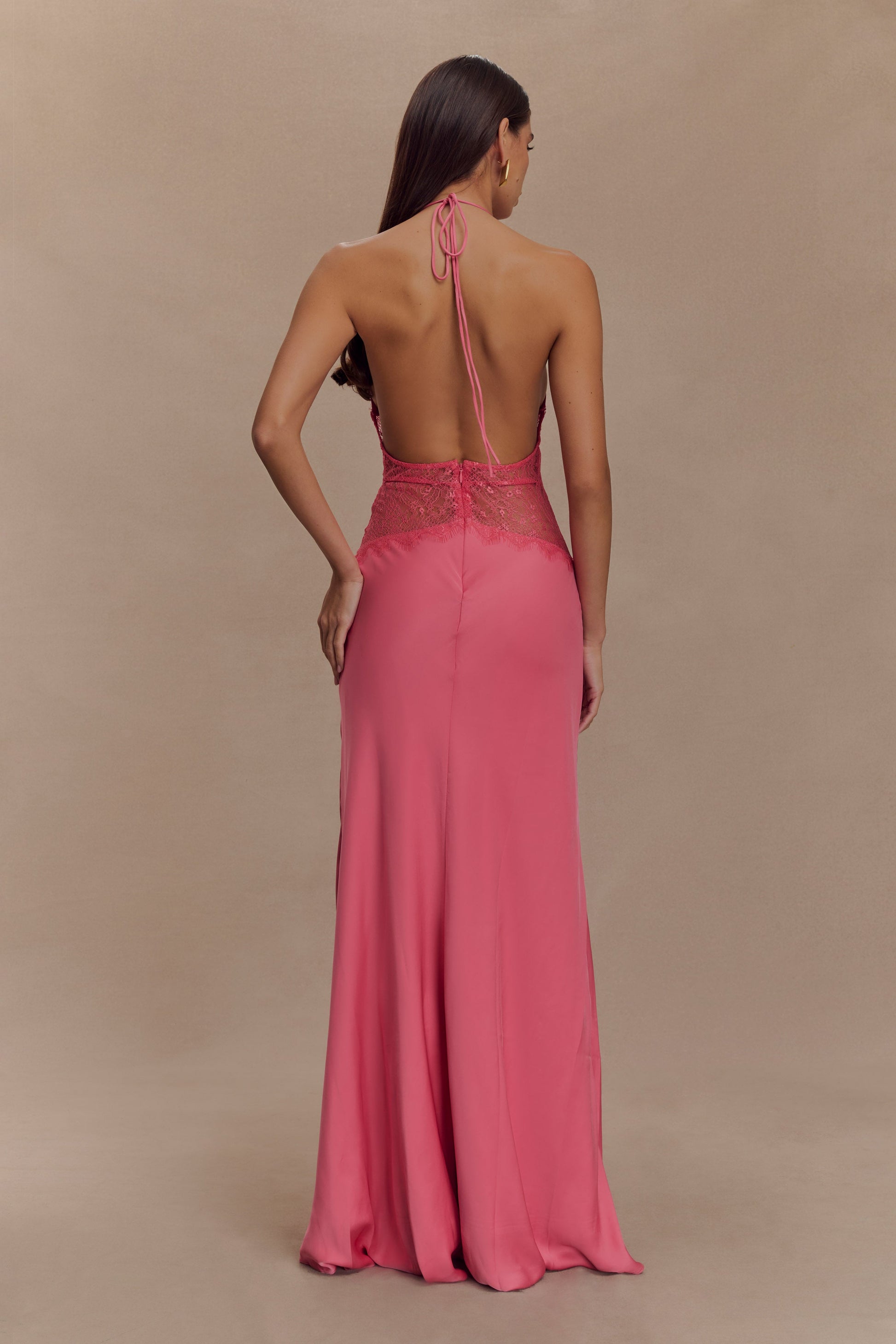 Women halter maxi dress, detail close-up