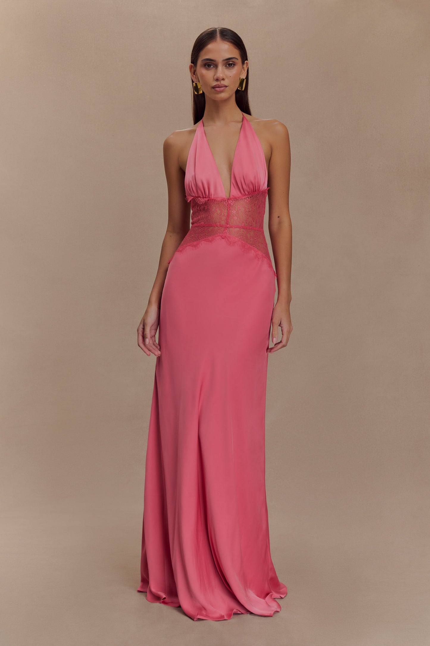 Women halter maxi dress, front view