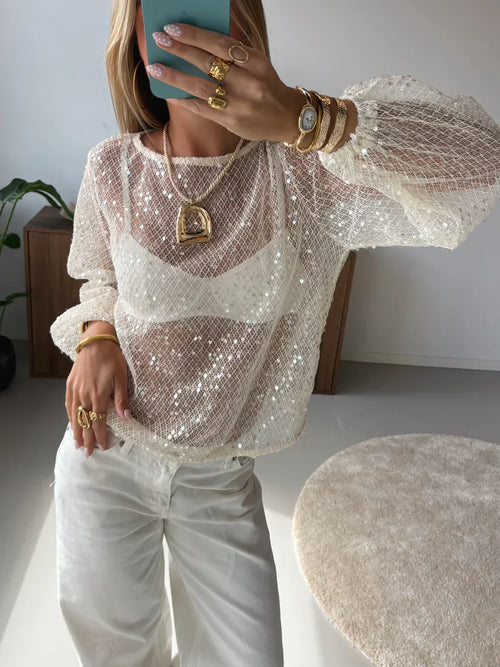 Monica Round Neck Top in Ivory