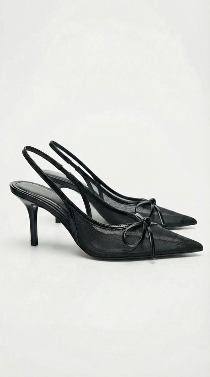 Moore Mesh Pointed Sandals in Black