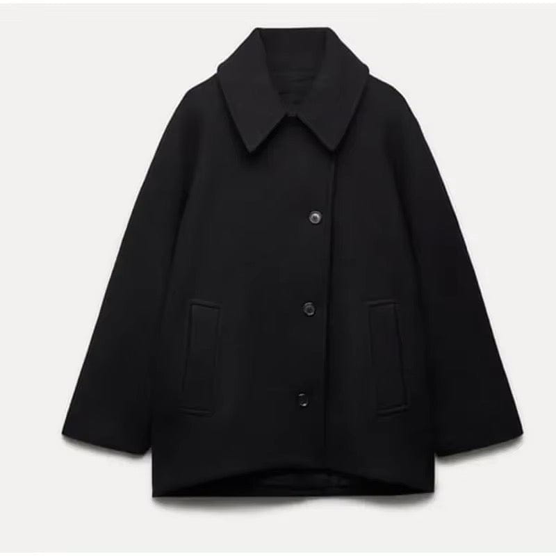 Women collar button coat, detail close-up
