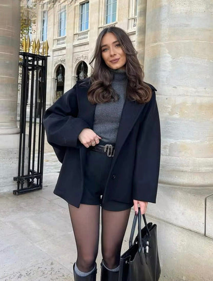 Women collar button coat, front view