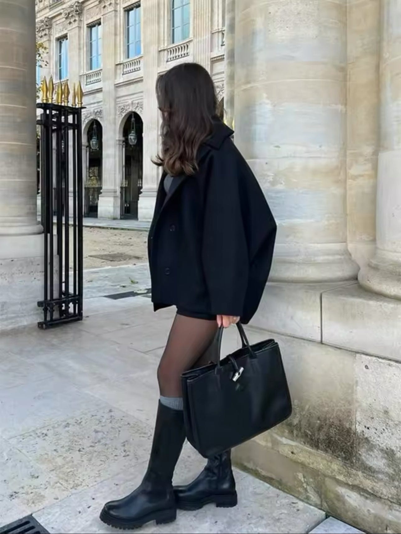 Women collar button coat, front view