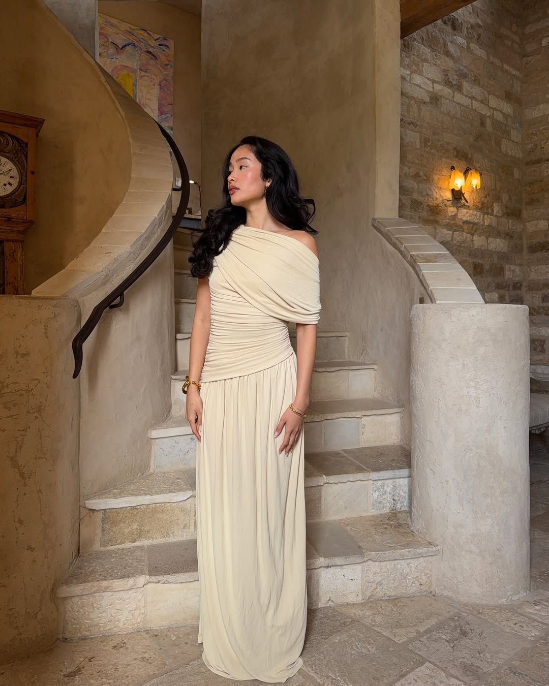 Nellie Ruched Maxi Dress in Pink