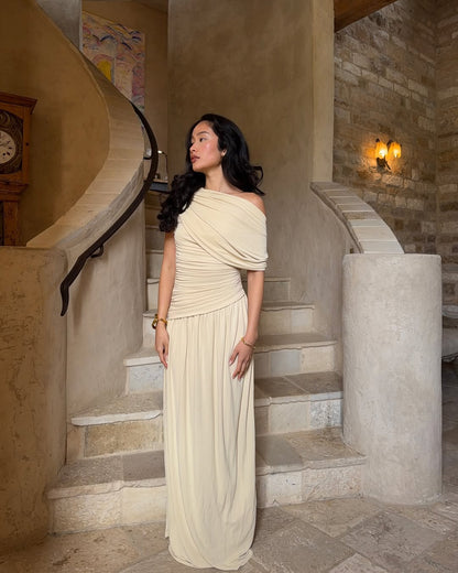 Nellie Ruched Maxi Dress in Pink