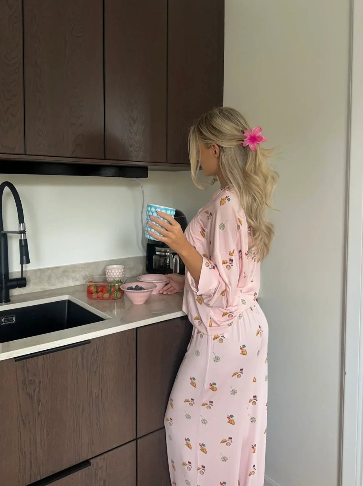 Nicole Cozy Printed Set in Pink