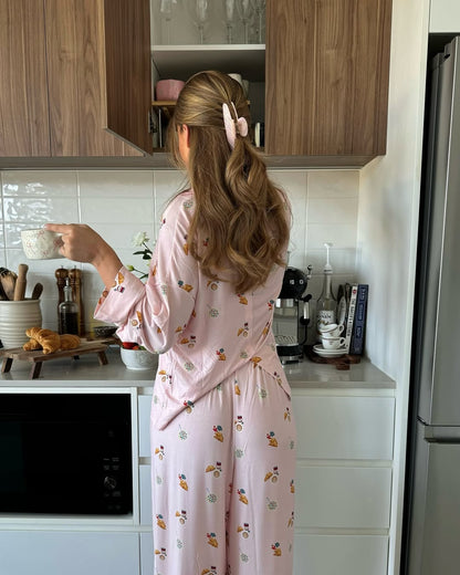 Nicole Cozy Printed Set in Pink
