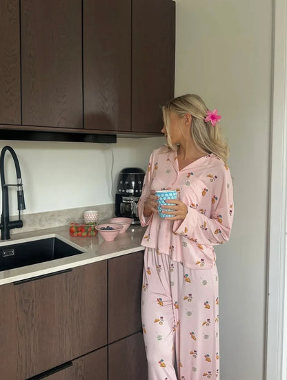 Nicole Cozy Printed Set in Pink