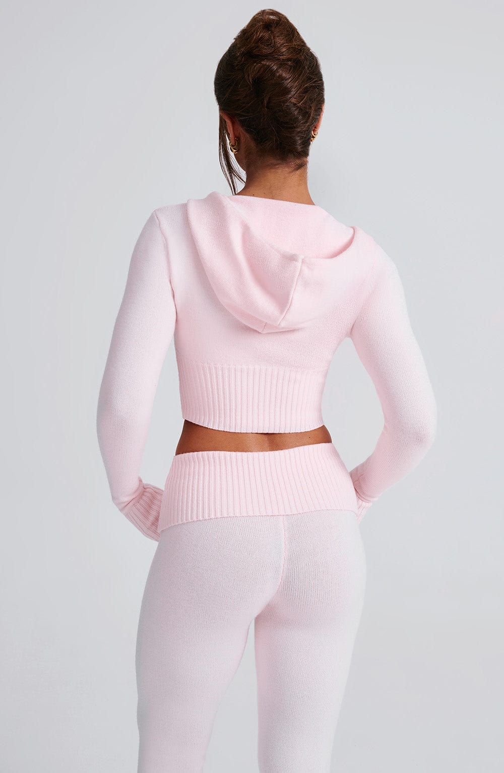 Women pink fitted set, front view