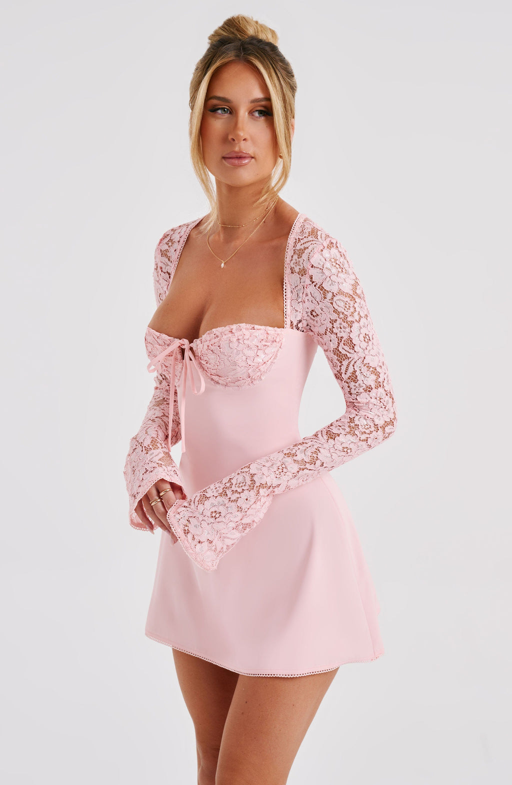 Noemi Long Mini Dress in Pink
