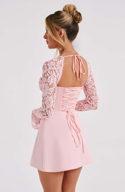 Noemi Long Mini Dress in Pink
