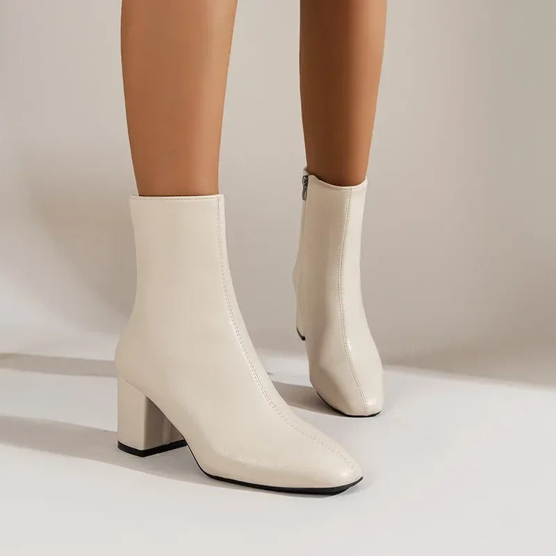 Nova Patent Ankle Boots in White