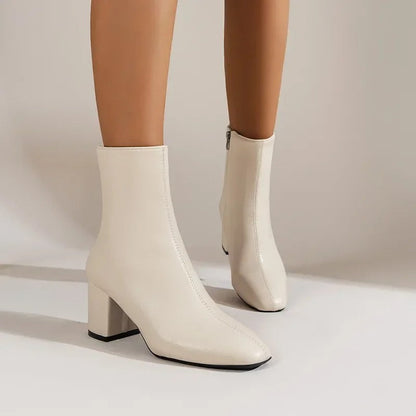 Nova Patent Ankle Boots in White