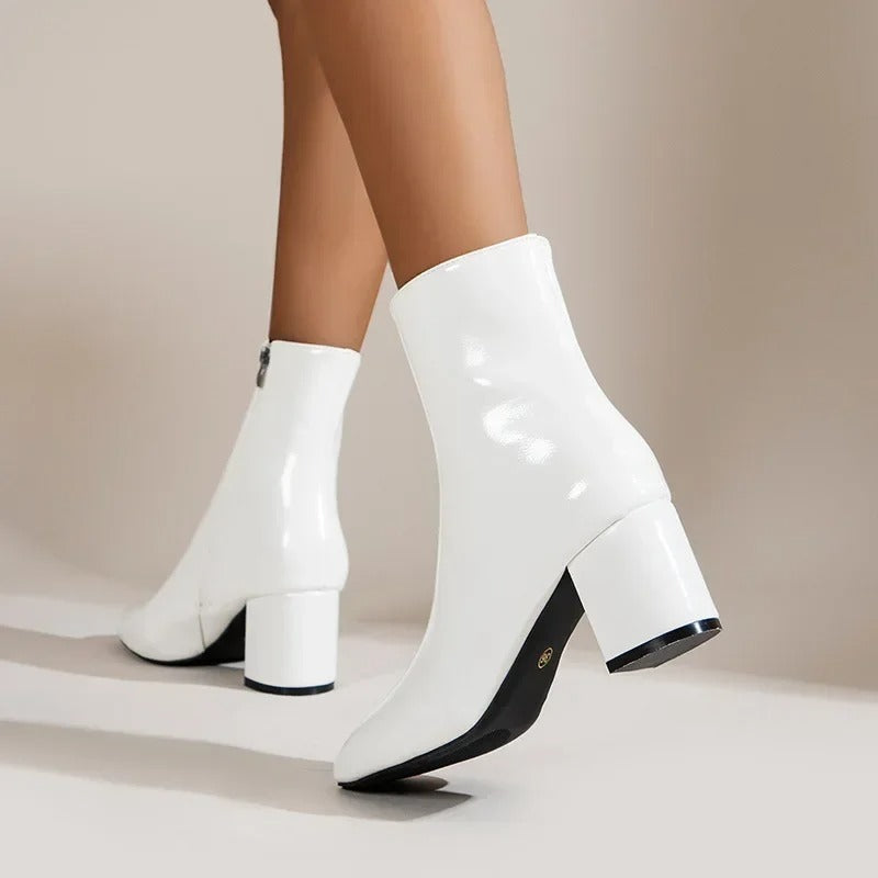 Nova Patent Ankle Boots in White