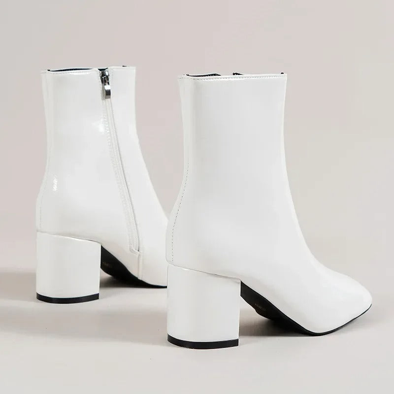 Nova Patent Ankle Boots in White