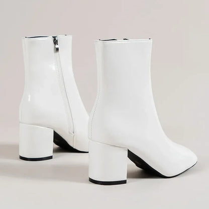 Nova Patent Ankle Boots in White