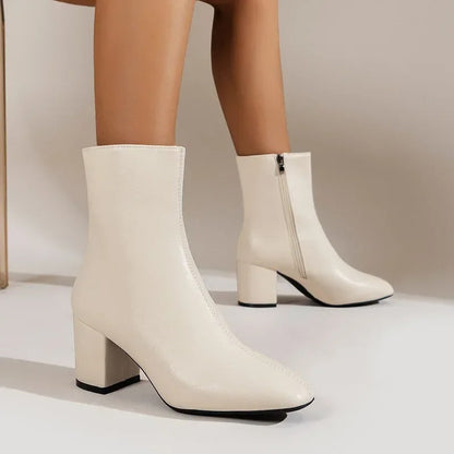 Nova Patent Ankle Boots in White
