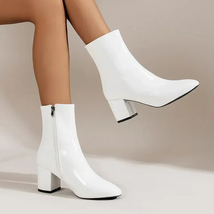 Nova Patent Ankle Boots in White