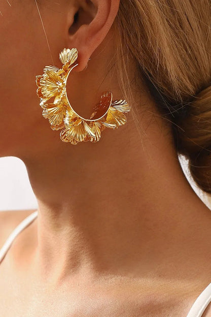 Olivia C-Shaped Design Earrings in Gold