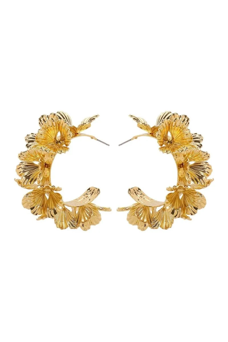 Olivia C-Shaped Design Earrings in Gold