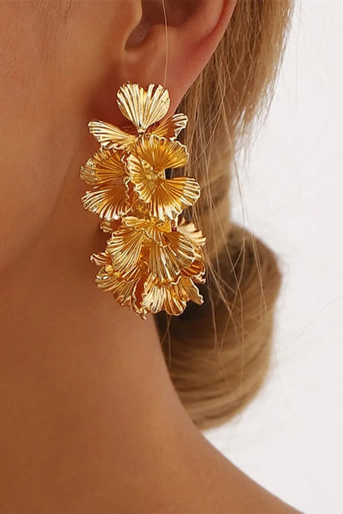 Olivia C-Shaped Design Earrings in Gold