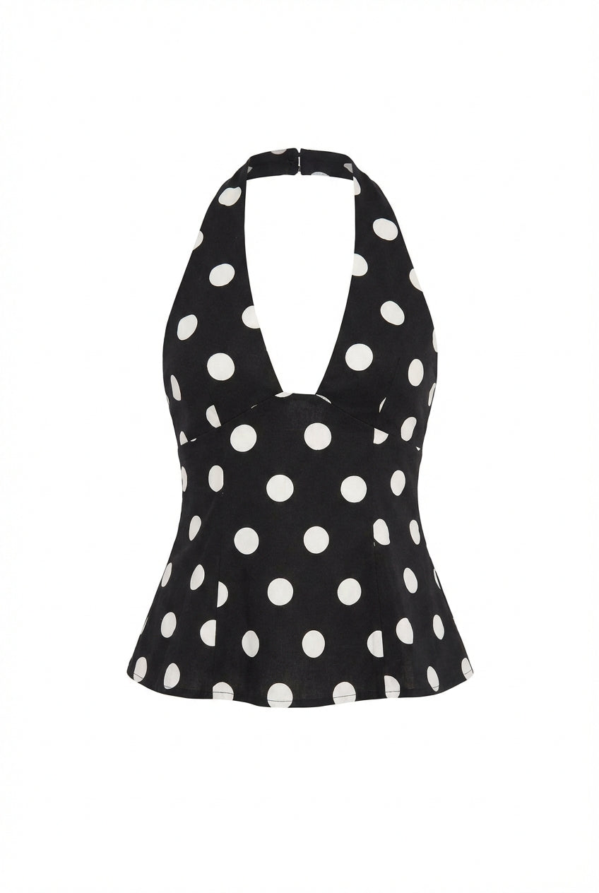 Paige Polka Dot Top in Black