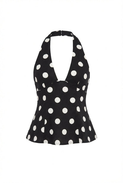 Paige Polka Dot Top in Black