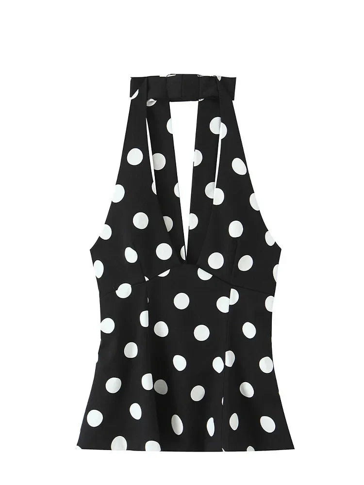 Paige Polka Dot Top in Black