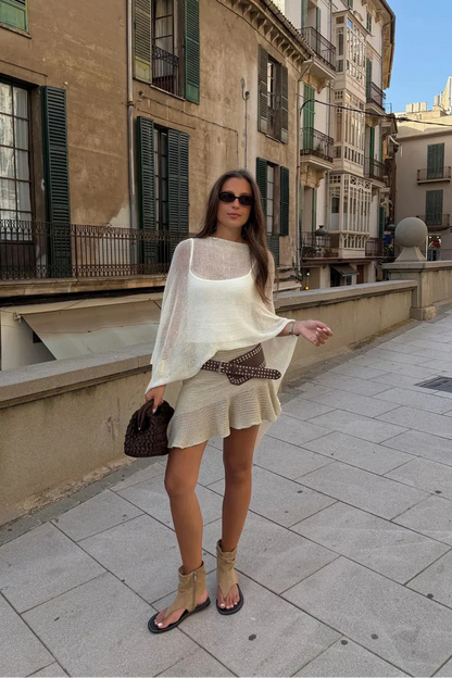 Palmer Off-Shoulder Open Sweater in Green