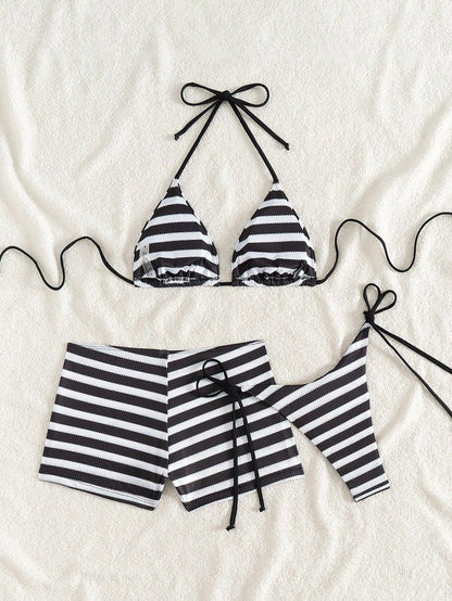 Patty Crochet Triangle Bikini Set in Black