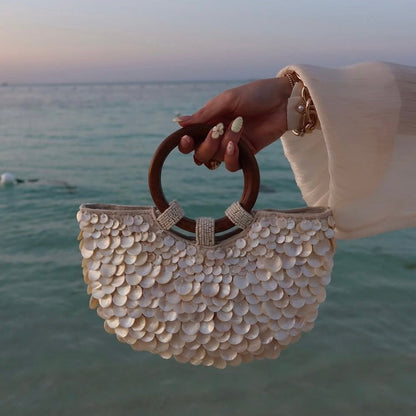 Penelope Shell Embellished Bag in Ivory