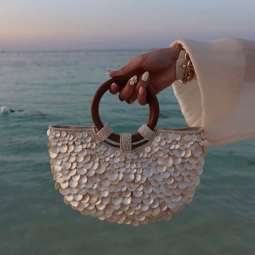 Penelope Shell Embellished Bag in Ivory