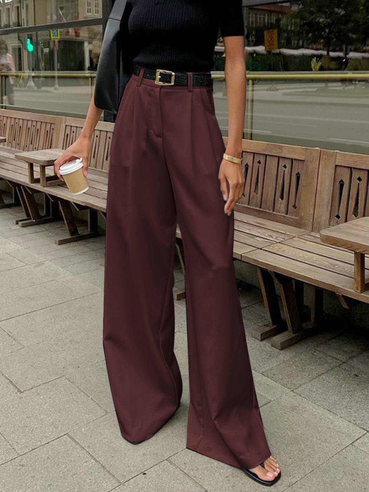 Phoenix Pleated Wide Trousers in White