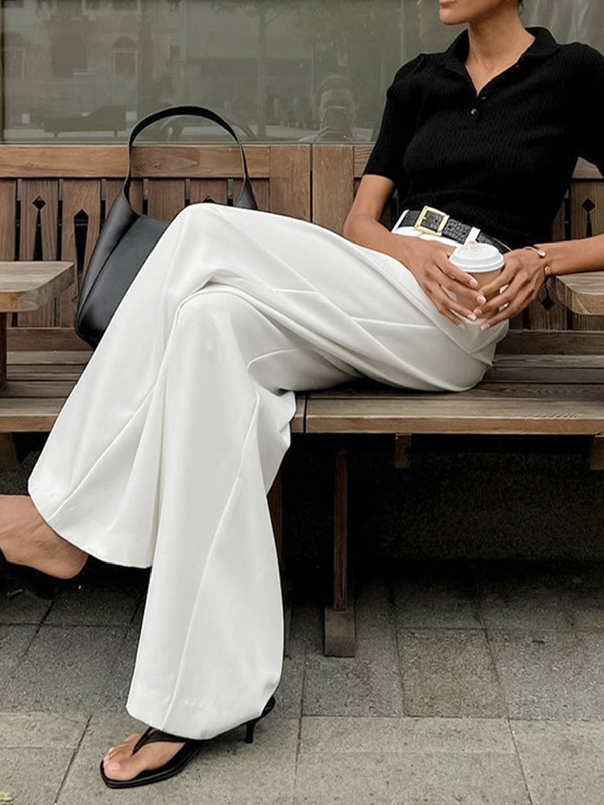Phoenix Pleated Wide Trousers in White