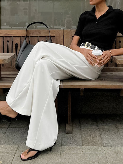 Phoenix Pleated Wide Trousers in White