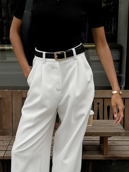 Phoenix Pleated Wide Trousers in White