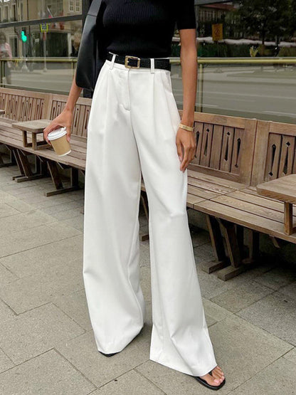 Phoenix Pleated Wide Trousers in White