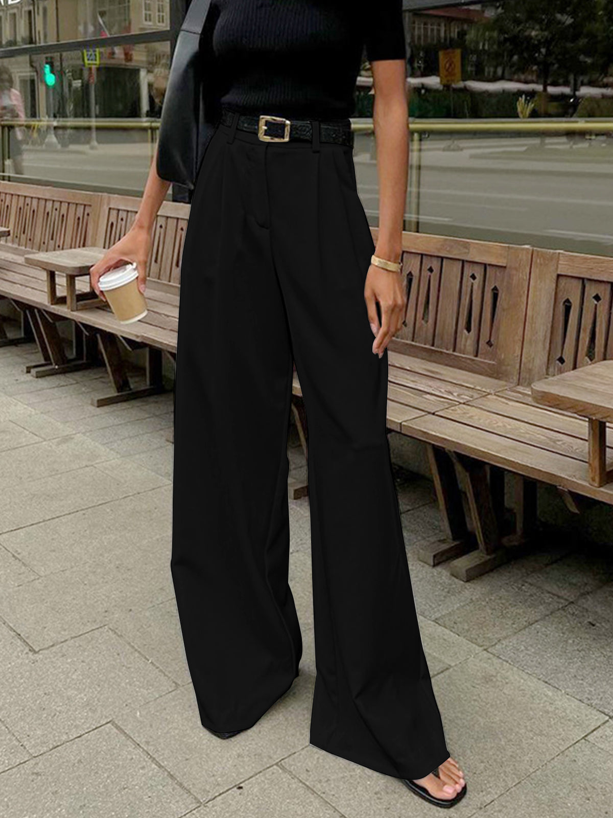 Phoenix Pleated Wide Trousers in White